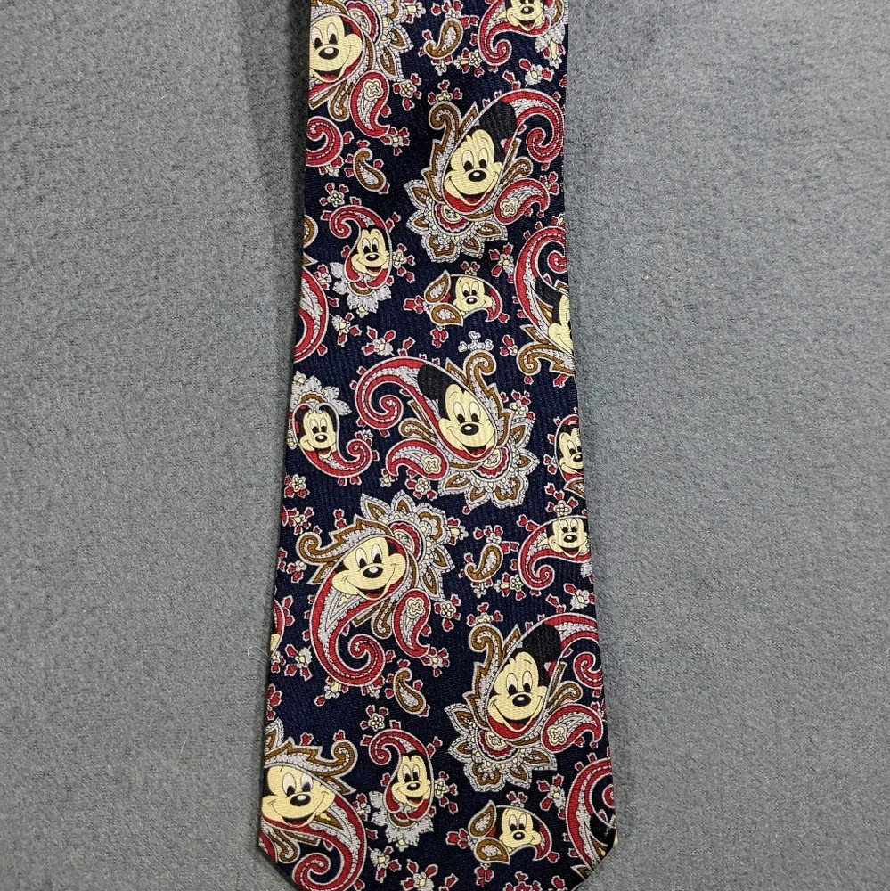 VTG Disney Mickey‎ Mouse Neck Tie Balancine Inc Paisley 100% silk